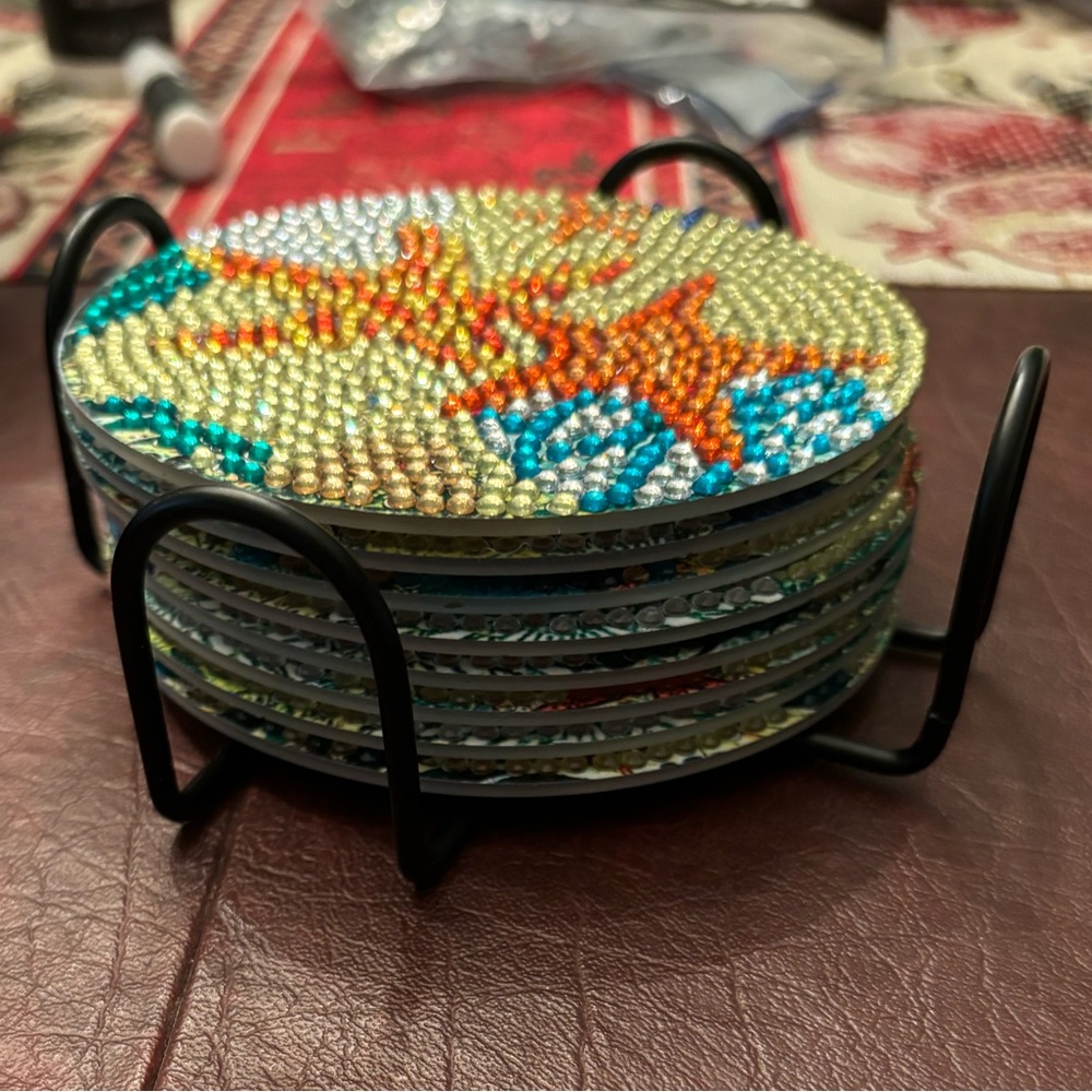 Handmade Diamond Art Coasters (Set of 8)